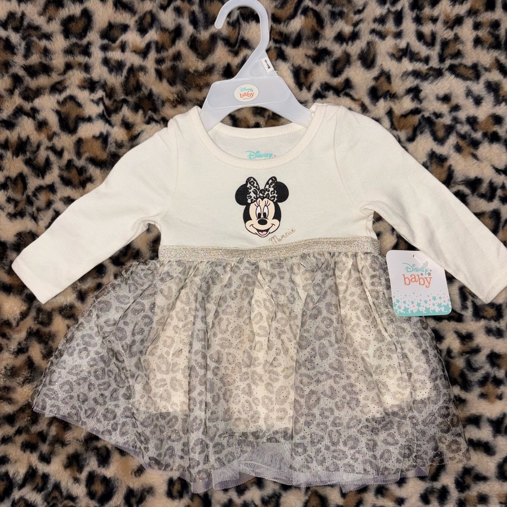 Disney Baby White and Gray Minnie Mouse Dress